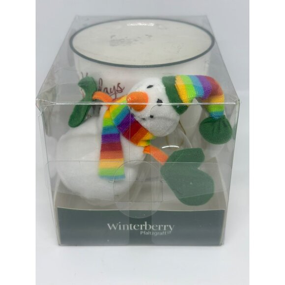 Pfaltzgraff Winterberry "Happy Holiday" Snowman Mug & Rainbow Ornament Set 20 oz - Picture 4 of 10